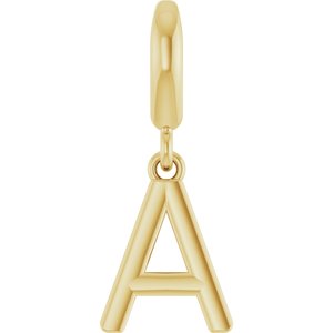 14K Yellow Gold Initial A Charm/Pendant