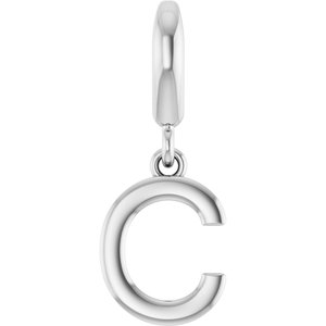 14K White Gold Initial C Charm/Pendant