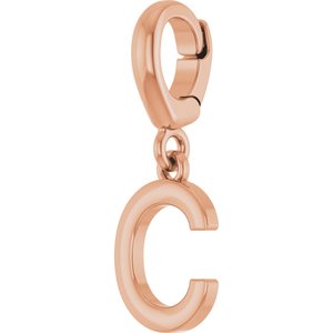 14K Rose Gold Initial C Charm/Pendant – image 2