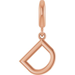 14K Rose Gold Initial D Charm/Pendant