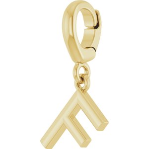 18K Yellow Gold-Plated Sterling Silver Initial F Charm/Pendant – image 2