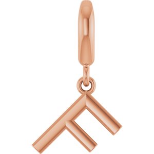 14K Rose Gold Initial F Charm/Pendant