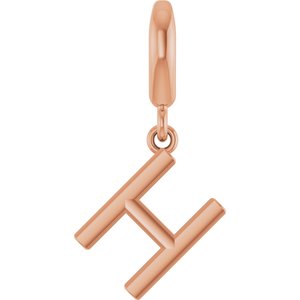 14K Rose Gold Initial H Charm/Pendant