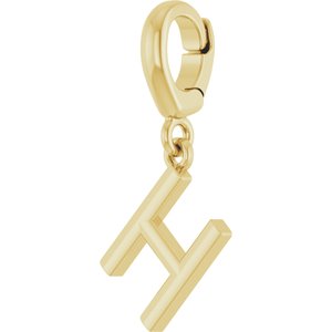 18K Yellow Gold-Plated Sterling Silver Initial H Charm/Pendant – image 2