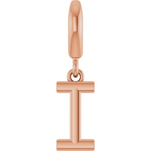 14K Rose Gold Initial I Charm/Pendant