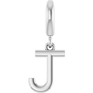14K White Gold Initial J Charm/Pendant