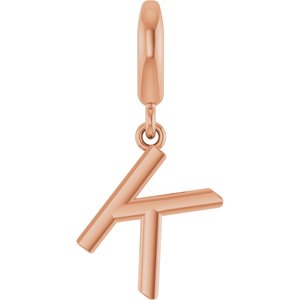 14K Rose Gold Initial K Charm/Pendant