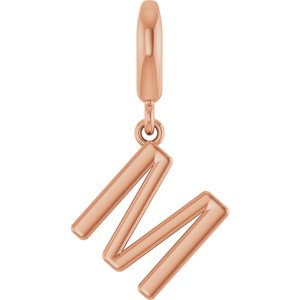 14K Rose Gold Initial M Charm/Pendant