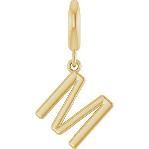 18K Yellow Gold-Plated Sterling Silver Initial M Charm/Pendant