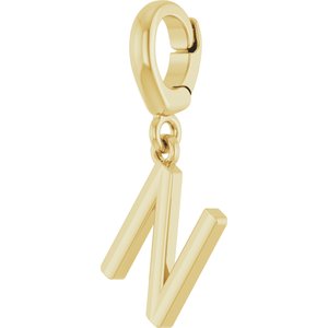 14K Yellow Gold Initial N Charm/Pendant – image 2