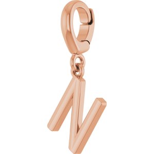 14K Rose Gold Initial N Charm/Pendant – image 2