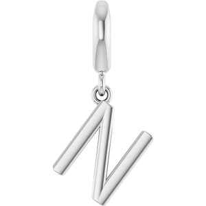 14K White Gold Initial N Charm/Pendant