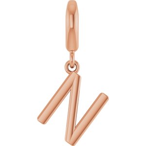 14K Rose Gold Initial N Charm/Pendant