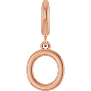 14K Rose Gold Initial O Charm/Pendant