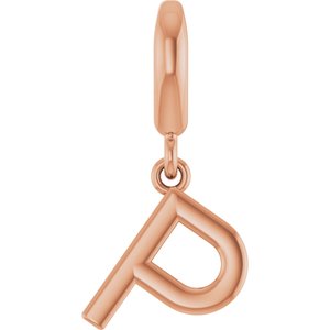 14K Rose Gold Initial P Charm/Pendant