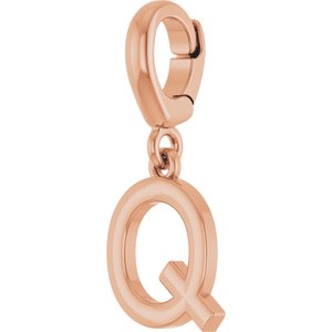 14K Rose Gold Initial Q Charm/Pendant – image 2