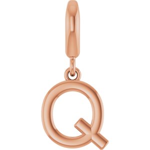 14K Rose Gold Initial Q Charm/Pendant