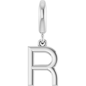 14K White Gold Initial R Charm/Pendant