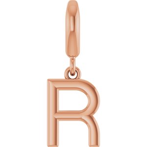 14K Rose Gold Initial R Charm/Pendant