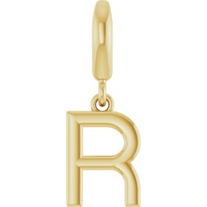 18K Yellow Gold-Plated Sterling Silver Initial R Charm/Pendant