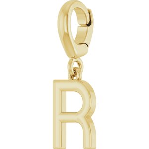 14K Yellow Gold Initial R Charm/Pendant – image 2