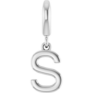14K White Gold Initial S Charm/Pendant