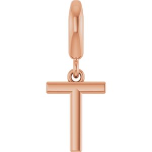 14K Rose Gold Initial T Charm/Pendant