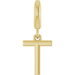 14K Yellow Gold Initial T Charm/Pendant