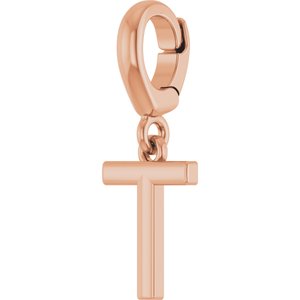 14K Rose Gold Initial T Charm/Pendant – image 2