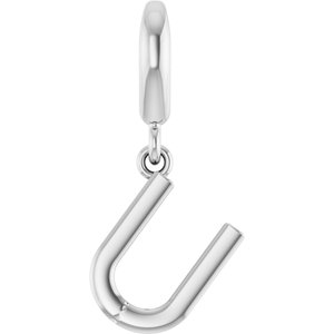 14K White Gold Initial U Charm/Pendant