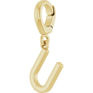 14K Yellow Gold Initial U Charm/Pendant – image 2