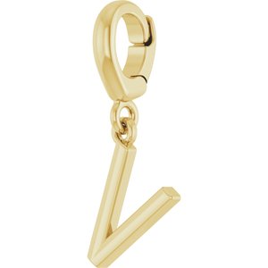 14K Yellow Gold Initial V Charm/Pendant – image 2
