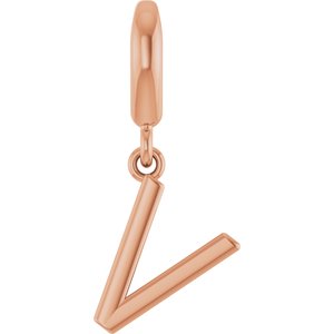14K Rose Gold Initial V Charm/Pendant