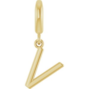 14K Yellow Gold Initial V Charm/Pendant