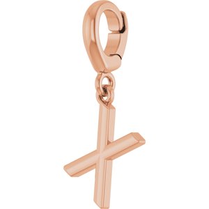 14K Rose Gold Initial X Charm/Pendant – image 2