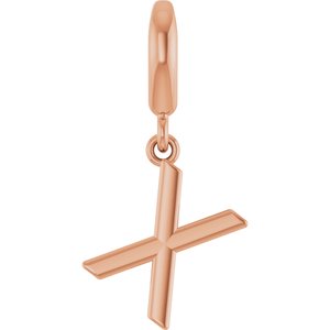 14K Rose Gold Initial X Charm/Pendant