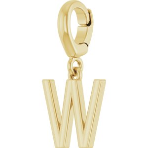 18K Yellow Gold-Plated Sterling Silver Initial W Charm/Pendant – image 2
