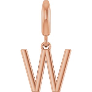 14K Rose Gold Initial W Charm/Pendant