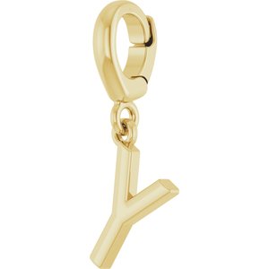18K Yellow Gold-Plated Sterling Silver Initial Y Charm/Pendant – image 2