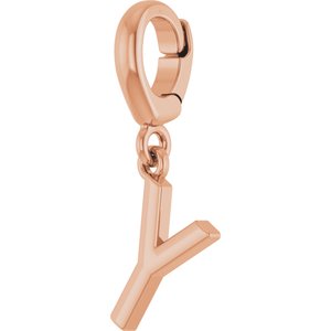 14K Rose Gold Initial Y Charm/Pendant – image 2