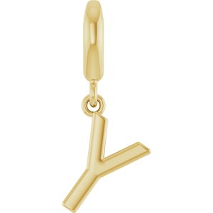 18K Yellow Gold-Plated Sterling Silver Initial Y Charm/Pendant