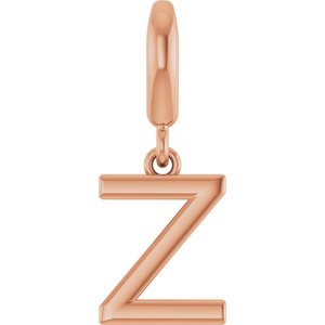 14K Rose Gold Initial Z Charm/Pendant