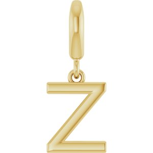 18K Yellow Gold-Plated Sterling Silver Initial Z Charm/Pendant