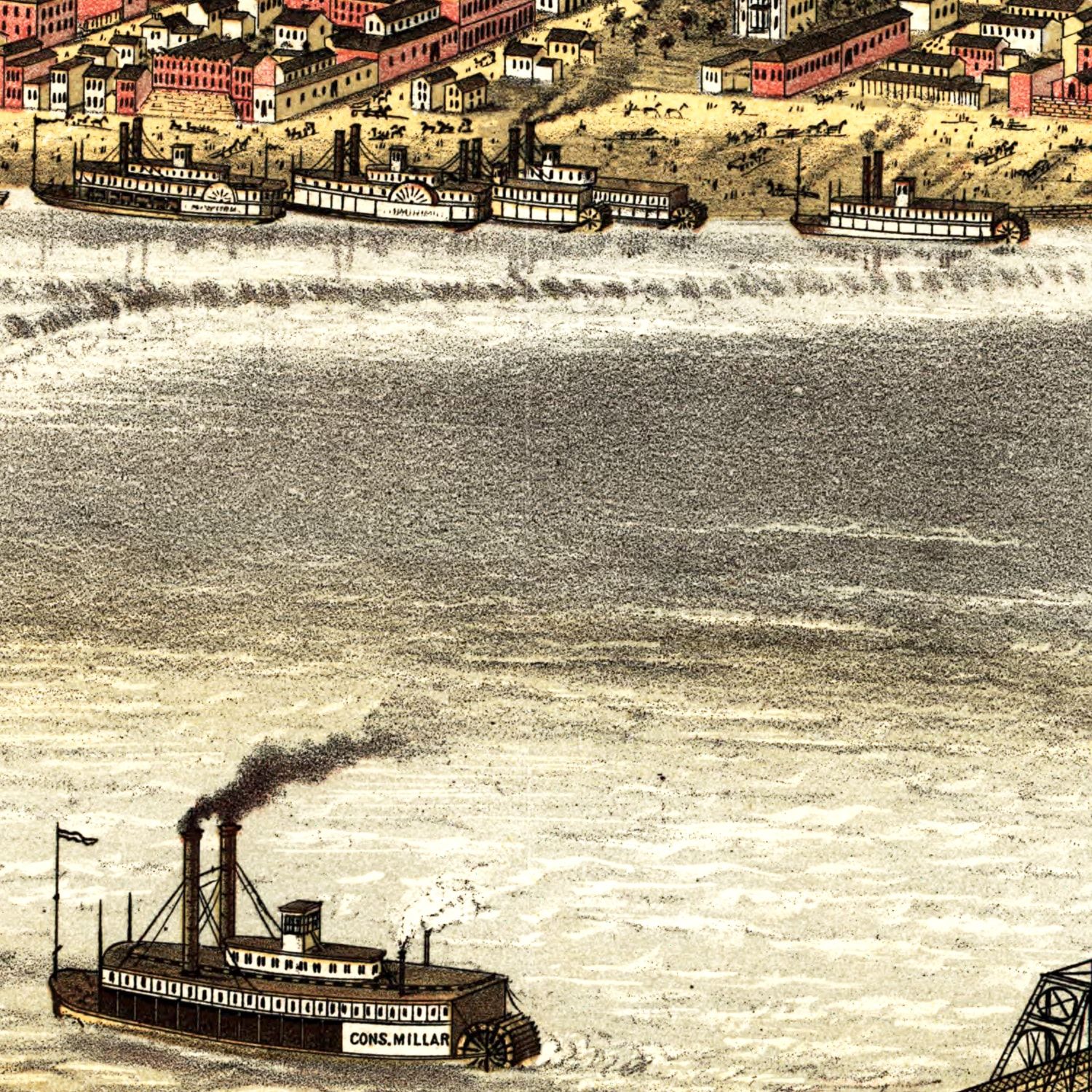 Vintage Map of Louisville, Kentucky 1876