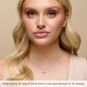 14K Rose Gold 1/4 CTW Natural Diamond Cross 16-18" Necklace