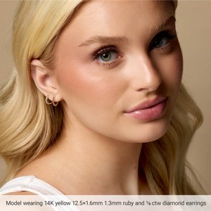 18K Yellow Gold 1.3 mm Round Accented 12.5 mm Hoop Earring Mounting – image 3