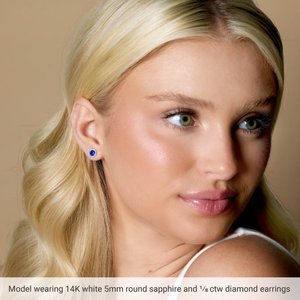 14K Rose Gold 4 mm Natural Mozambique Garnet & 1/10 CTW Natural Diamond Earrings – image 3