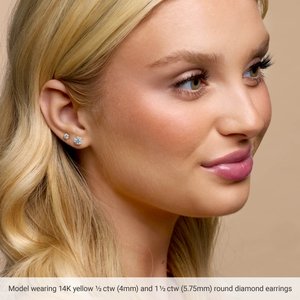 14K Yellow Gold 1 1/2 CTW Lab-Grown Diamond 4-Prong Stud Earrings – image 3