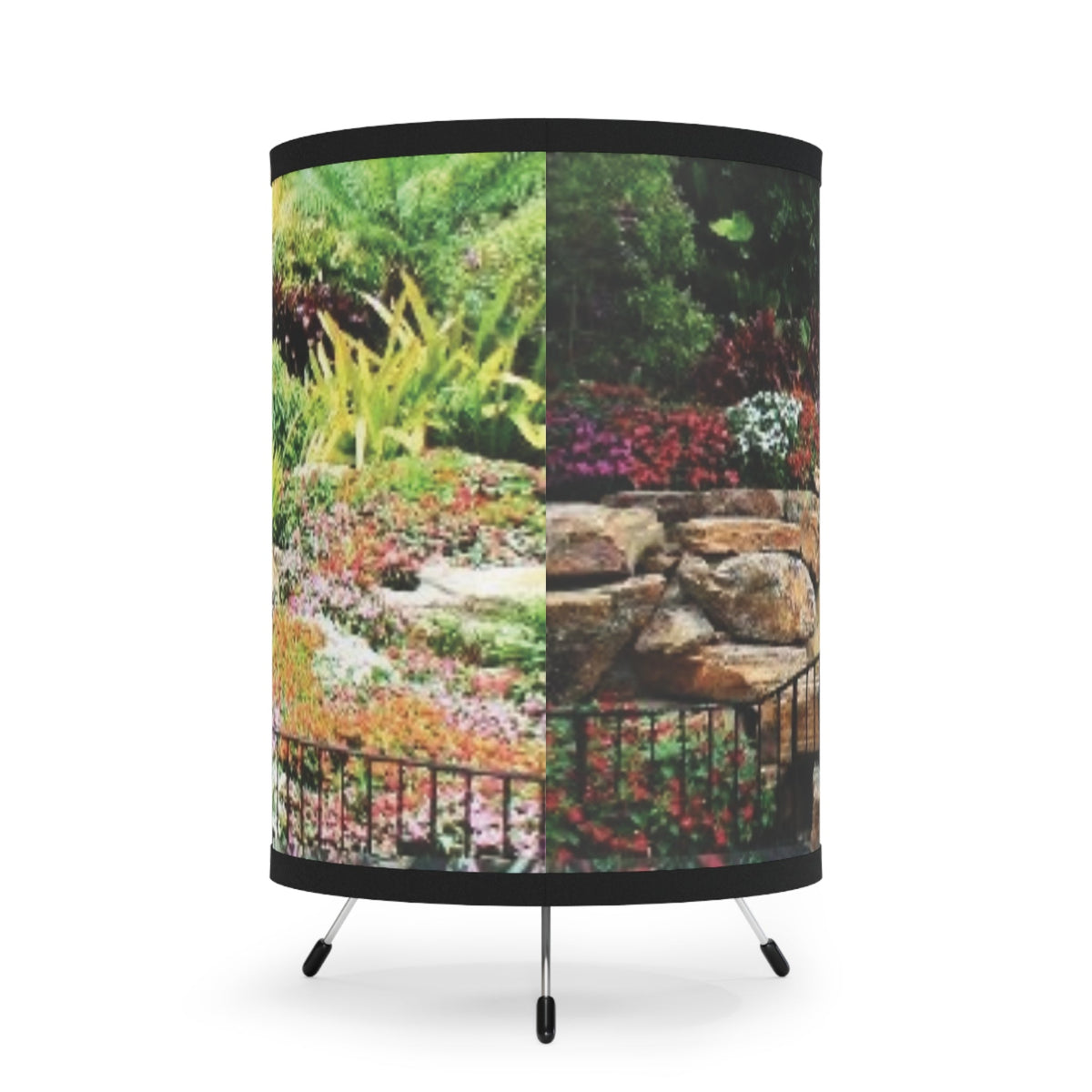 Tropical Waterfall Tripod Lamp with Printed Shade