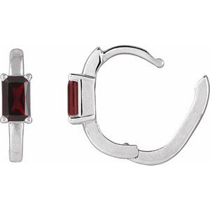 Sterling Silver Natural Mozambique Garnet 13 mm Hoop Earrings – image 3